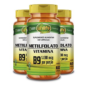 Kit 3 Metilfolato Unilife 60 Cápsulas 350mg