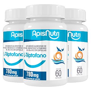Kit 3 L-Triptofano Apisnutri 780mg 60 Cápsulas