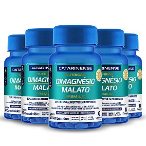 Kit 5 Dimagnésio Malato Catarinense 60 comprimidos