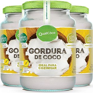 Kit 3 Gordura de coco pote Qualicôco 400g