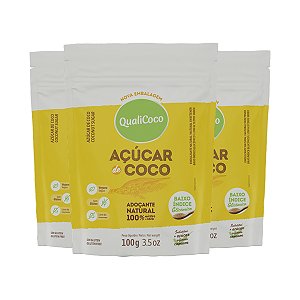 Kit 3 Açúcar de coco natural Qualicôco 100g