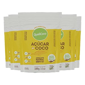 Kit 5 Açúcar de coco natural Qualicôco 100g