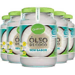 Kit 5 Óleo de coco sem sabor Qualicôco 500ml