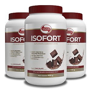 KIT 3 WHEY PROTEIN ISOFORT VITAFOR CHOCOLATE 900G - Edin