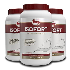 Kit 3 Whey Protein Isofort Vitafor 900g Neutro