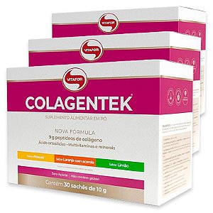 Kit 3 Colágeno hidrolisado Colagentek Vitafor 30 sachês