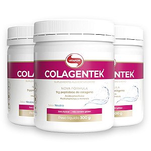Kit 3 Colágeno hidrolisado Colagentek Vitafor neutro 300g