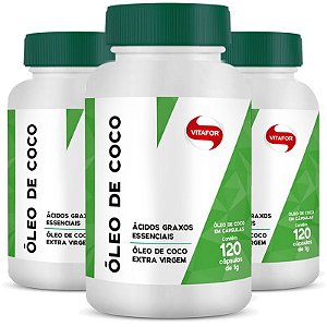 Kit 3 Óleo de coco 1g soft gel Vitafor 120 cápsulas