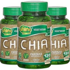 Kit 3 Farinha de chia Unilife 120 cápsulas