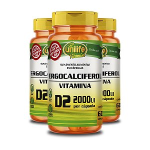 Kit 3 Vitamina D2 Unilife 60 cápsulas