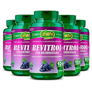 Kit 5 Resveratrol uva desidratada Unilife 120 cápsulas