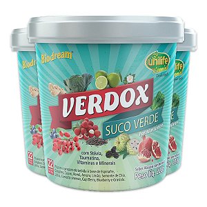 Kit 3 Verdox Suco detox solúvel Unilife sabor abacaxi com hortelã 220g