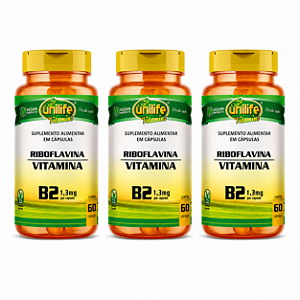 Kit 3 Vitamina B2 Riboflavina Unilife 60 cápsulas