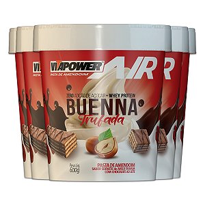 Kit 5 Pasta de Amendoim Vitapower Whey Buenna Trufado 600g