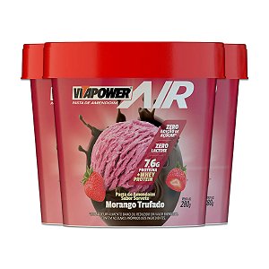 Kit 3 Pasta de Amendoim Vitapower Whey Morango Trufado 280g