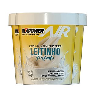 Kit 3 Pasta de Amendoim Vitapower Whey Leitinho Trufado 600g