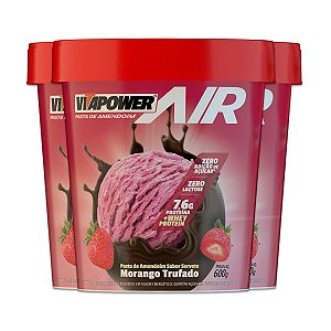 Kit 3 Pasta de Amendoim Vitapower Whey Morango Trufado 600g
