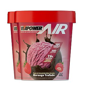 Kit 2 Pasta de Amendoim Vitapower Whey Morango Trufado 600g