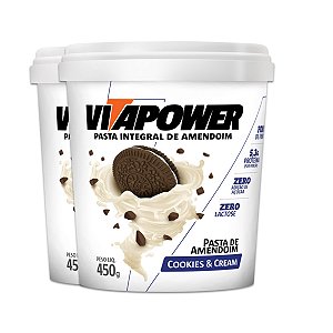 Kit 2 Pasta de Amendoim Vitapower Cookies e Cream 450g