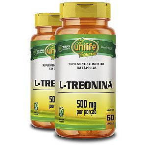 Kit 2 L-Treonina Unilife 500mg 60 Cápsulas
