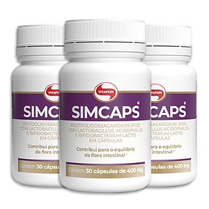 Kit 3 Simcaps Mix de probióticos Vitafor 30 cápsulas