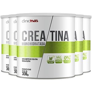 Kit 5 Creatina Monohidratada ClinicMais 300g