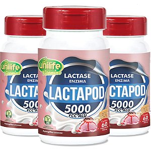 Kit 3 Lactapod Unilife Lactase Enzima 60 Cápsulas