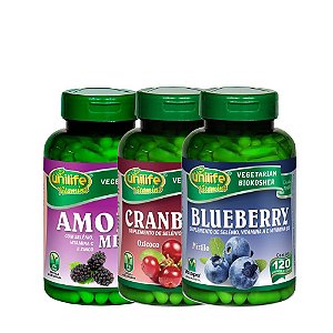 Kit Polifenois Antioxidantes Amora + Blueberry + Cranberry 120 cápsulas Unilife