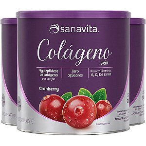 Kit 3 Colágeno hidrolisado Cranberry Sanavita 300g