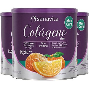 Kit 3 Colágeno Hidrolisado Men Care Laranja Sanavita 300g