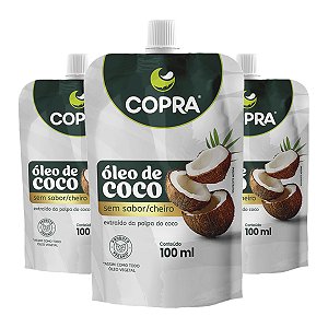 Kit 3 Óleo de Coco Sem Sabor Copra 100ml Pouch