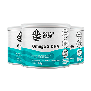 Kit 3 Ômega 3 DHA 400mg Ocean Drop Vegano 60 Cápsulas