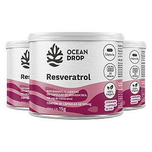 Kit 3 Resveratrol Ocean Drop Vegano 30 Cápsulas
