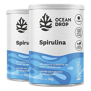 Kit 2 Spirulina Ocean Drop Vegana 240 Tabletes
