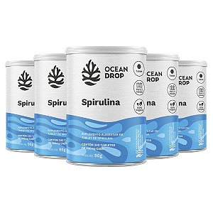 Kit 5 Spirulina Ocean Drop Vegana 240 Tabletes