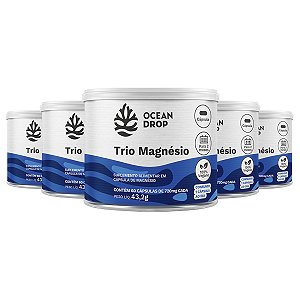 Kit 5 Trio Magnésio Ocean Drop Vegano 60 Cápsulas
