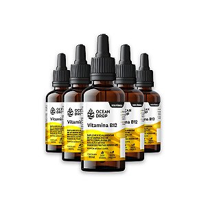 Kit 5 Vitamina B12 em Gotas Ocean Drop 20ml Sabor Frutas Vermelhas