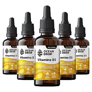 Kit 5 Vitamina D3 2000 UI em Gotas Ocean Drop Vegana 30ml