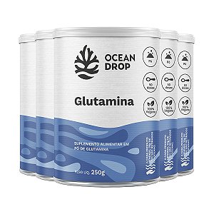 Kit 5 Glutamina em Pó Ocean Drop Vegano 250g