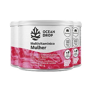 Kit 3 Multivitamínico Mulher Ocean Drop Vegano 60 Gomas