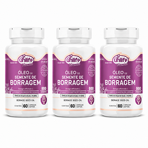 Kit 3 Óleo de Borragem 500mg Unilife 60 cápsulas