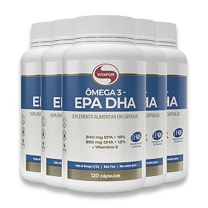 Kit 5 Ômega 3 EPA DHA Vitafor 120 Cápsulas