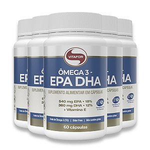 Kit 5 Ômega 3 EPA DHA Vitafor 60 Cápsulas