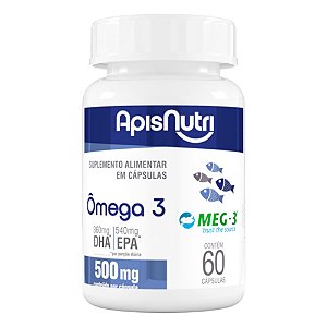 Ômega 3 EPA DHA Óleo de Peixe MEG-3 Apisnutri 60 Cápsulas