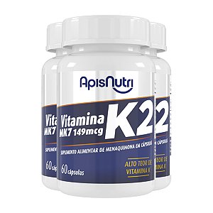 Kit 3 Vitamina K2 Apisnutri 60 cápsulas