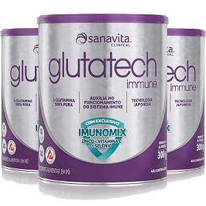 Kit 3 Glutatech Immune Glutamina Sanavita 300g