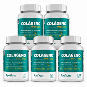 Kit 5 Colágeno ZMC Trio ApisNutri 120 Comprimidos