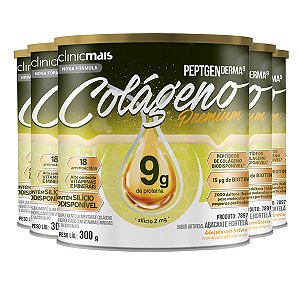 Kit 5 Colágeno Peptgenderma Clinicmais 300g Abacaxi com Hortelã