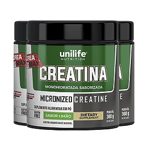 Kit 3 Creatina Monohidratada Unilife Limão 300g