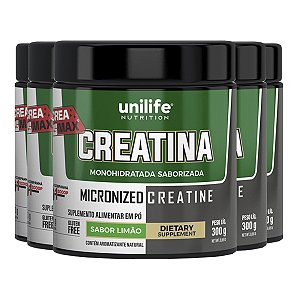Kit 5 Creatina Monohidratada Unilife Limão 300g